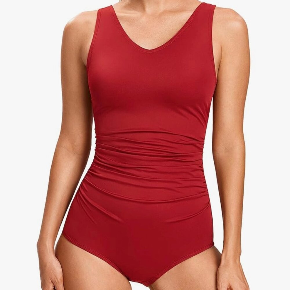 Lipstick Red. 1-Piece Suit. Size 44. Syrokan Sport Plus Size Bathing Suit